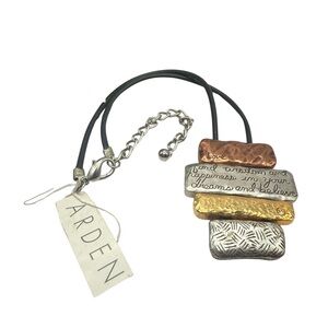 Multi-tone Metal Bar Pendant Necklace On Black Cord -  ARDEN Fashion Jewelry